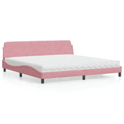 Bed met matras 200x200 cm fluweel roze