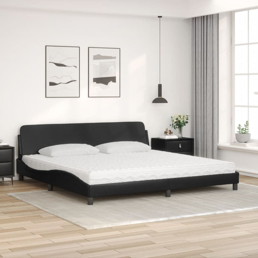 Bed met matras kunstleer zwart 200x200 cm