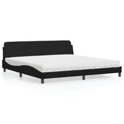 Bed met matras 200x200 cm kunstleer zwart