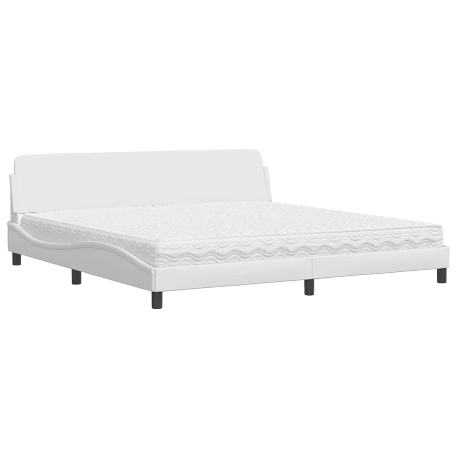 Bed met matras kunstleer wit 200x200 cm