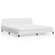 Bed met matras 200x200 cm wit kunstleer