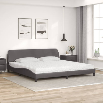 Bed met matras kunstleer grijs 200x200 cm