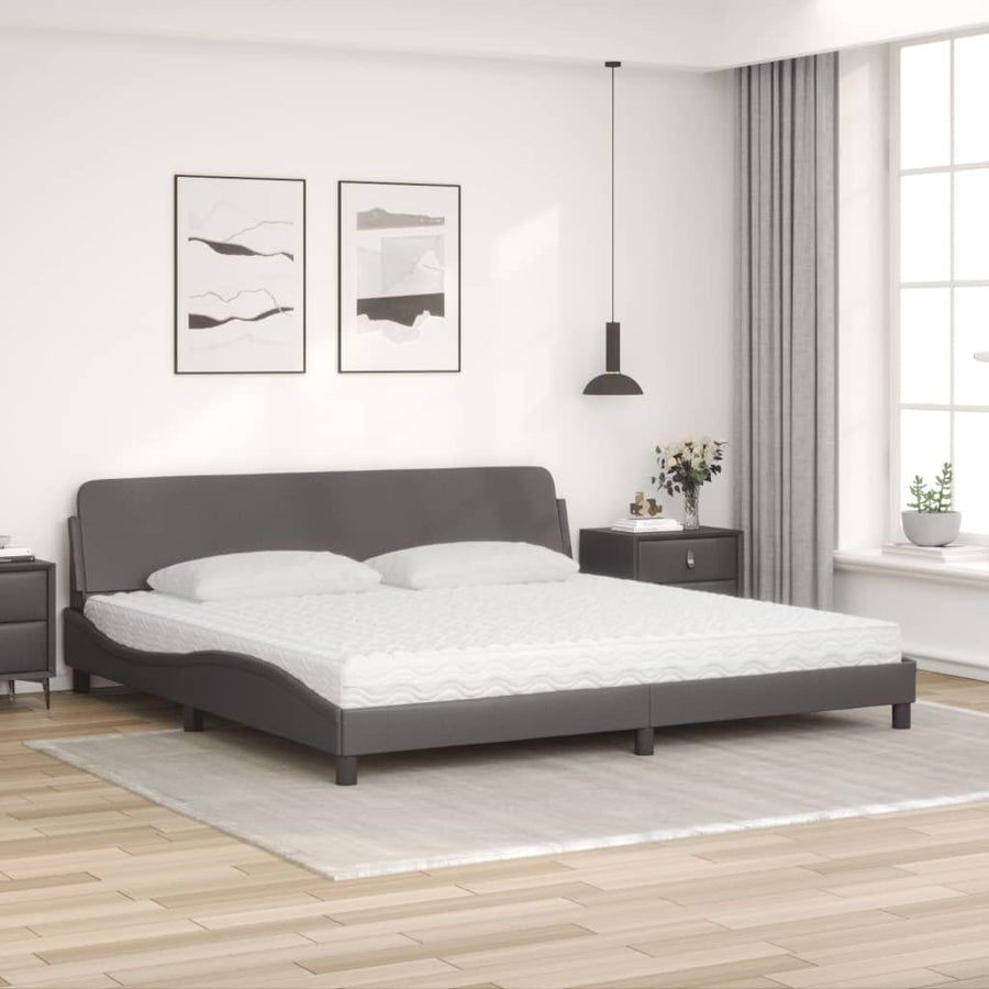 Bed met matras kunstleer grijs 200x200 cm