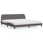 Bed met matras grijs 200x200 cm kunstleer