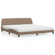 Bed met matras 200x200 cm cappuccinokleurig kunstleer