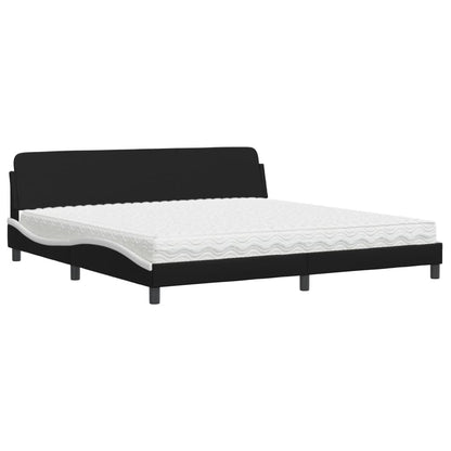 Bed Met Matras Kunstleer 200 x 200 cm Zwart en wit