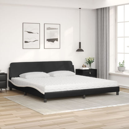 Bed Met Matras Kunstleer 200 x 200 cm Zwart en wit