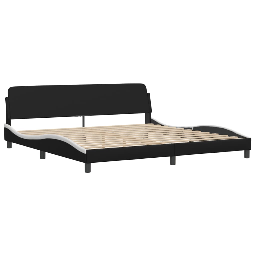 Bed Met Matras Kunstleer 200 x 200 cm Zwart en wit