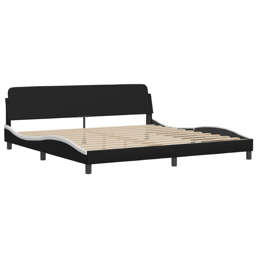 Bed Met Matras Kunstleer 200 x 200 cm Zwart en wit
