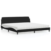 Bed met matras 200x200 cm zwart wit kunstleer