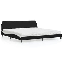 Bed Met Matras Kunstleer 200 x 200 cm Zwart en wit