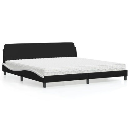 Bed Met Matras Kunstleer 200 x 200 cm Zwart en wit