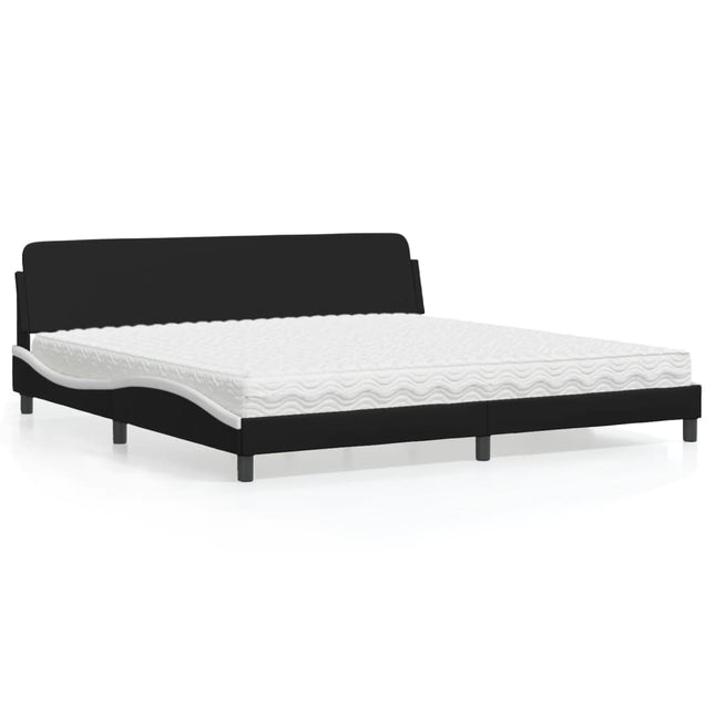 Bed met matras kunstleer zwart en wit 200x200 cm