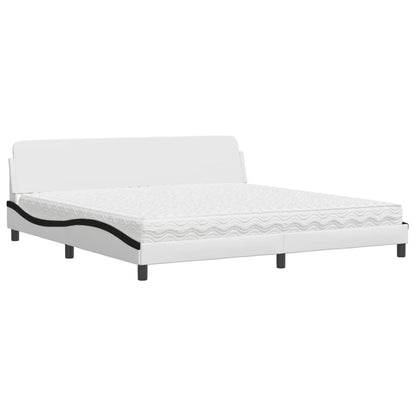 Bed met matras kunstleer wit en zwart 200x200 cm
