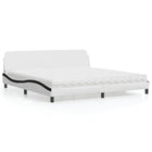 Bed met matras 200x200 cm kunstleer wit zwart