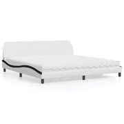 Bed met matras 200x200 cm kunstleer wit zwart