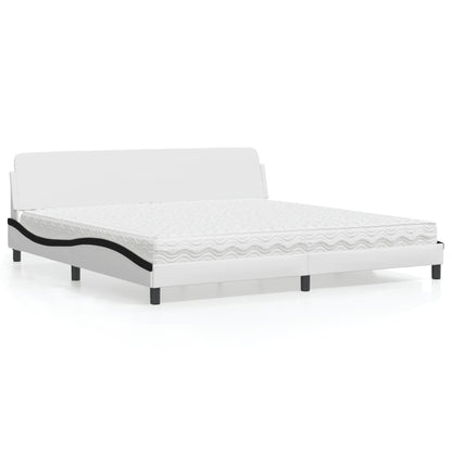 Bed met matras kunstleer wit en zwart 200x200 cm