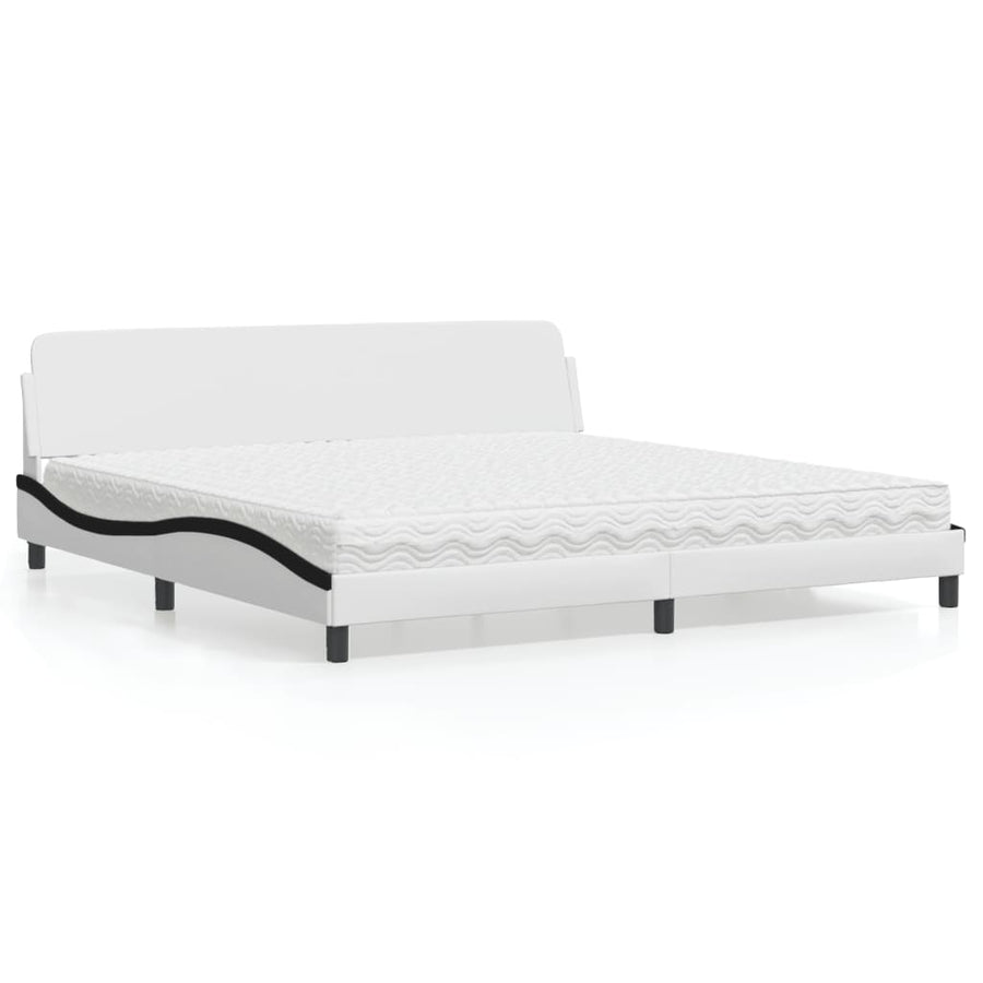 Bed met matras kunstleer wit en zwart 200x200 cm