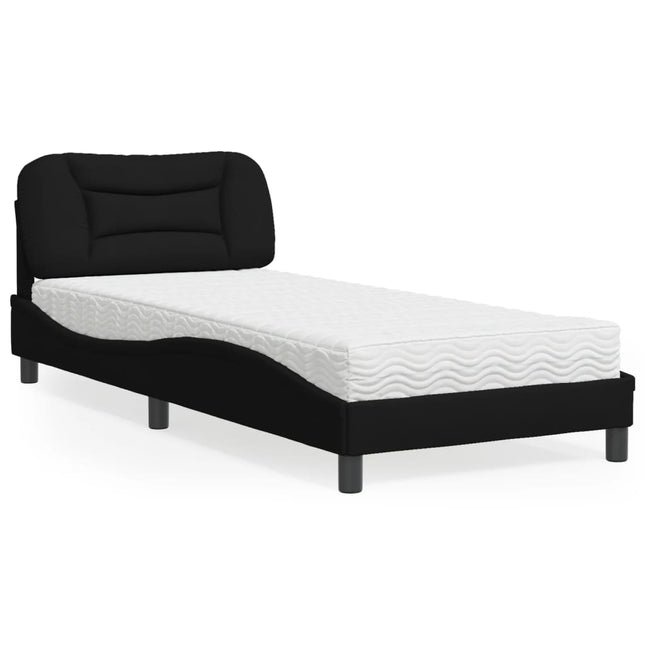 Bed met matras stof zwart 80x200 cm