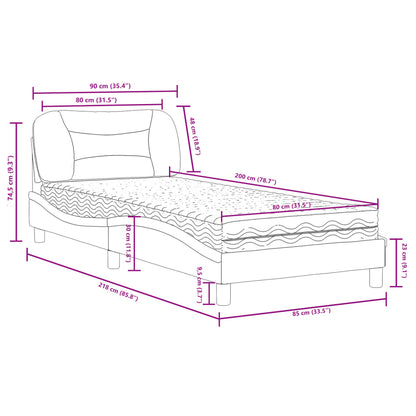 Bed Met Matras Stof 80 x 200 cm Donkerbruin
