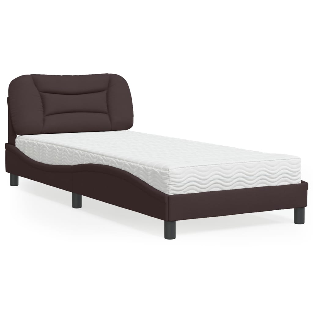 Bed Met Matras Stof 80 x 200 cm Donkerbruin