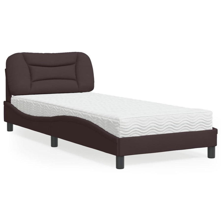 Bed Met Matras Stof 80 x 200 cm Donkerbruin