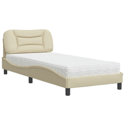 Bed met matras stof crèmekleurig 80x200 cm