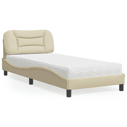 Bed met matras stof crèmekleurig 80x200 cm