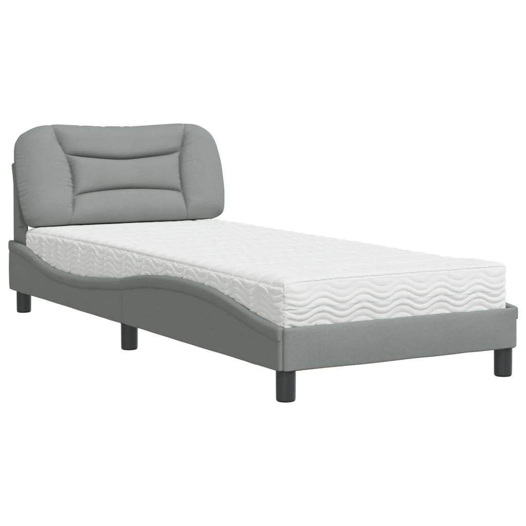 Bed met matras stof lichtgrijs 90x190 cm