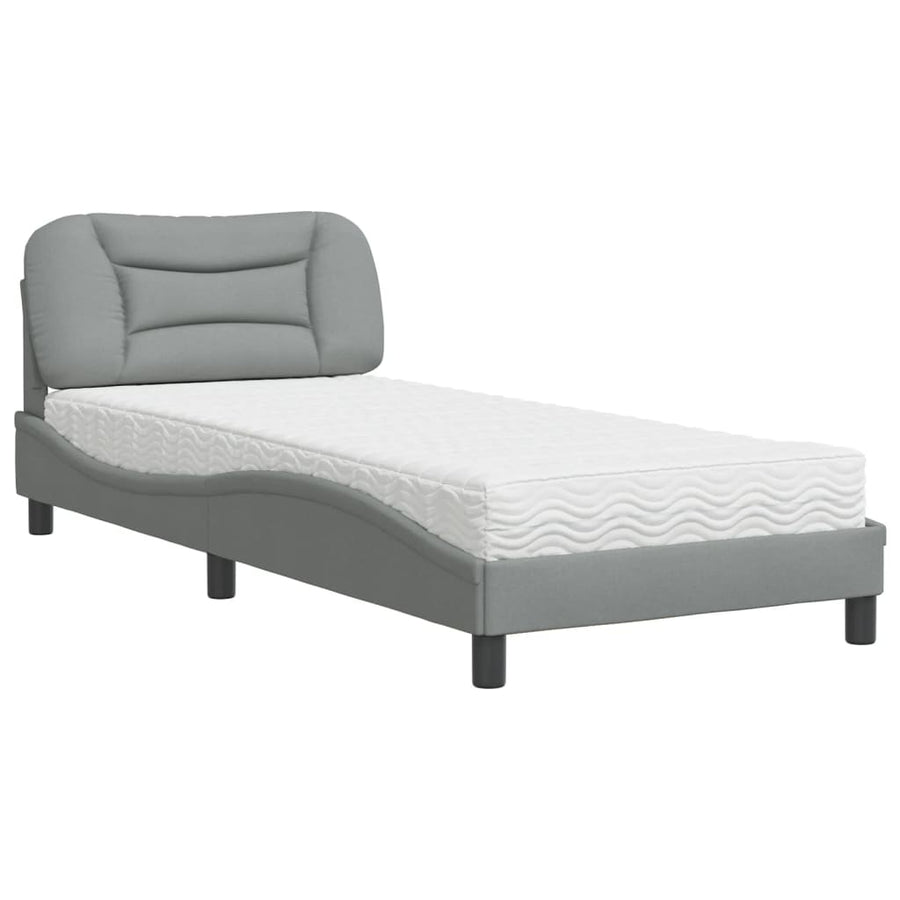 Bed met matras stof lichtgrijs 90x190 cm
