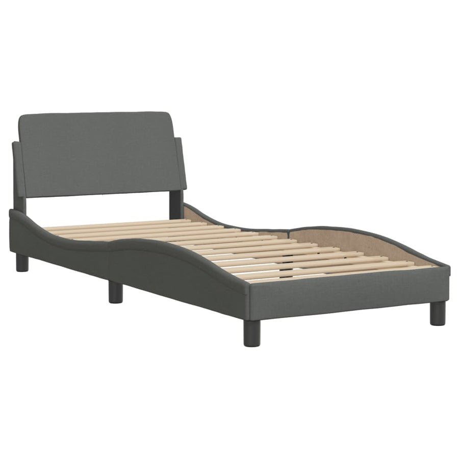 Bed met matras stof donkergrijs 90x190 cm