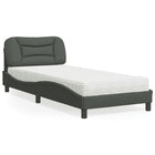 Bed met matras stof donkergrijs 90x190 cm