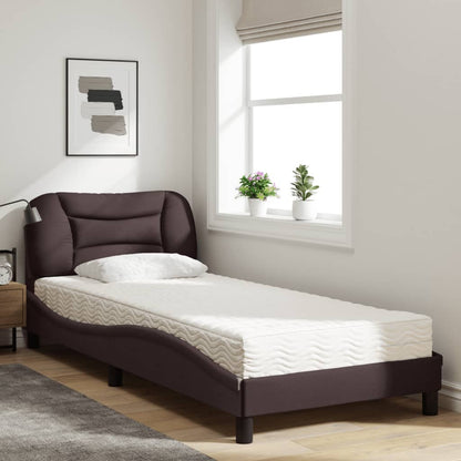 Bed Met Matras Stof 90 x 190 cm Donkerbruin
