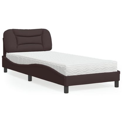 Bed Met Matras Stof 90 x 190 cm Donkerbruin