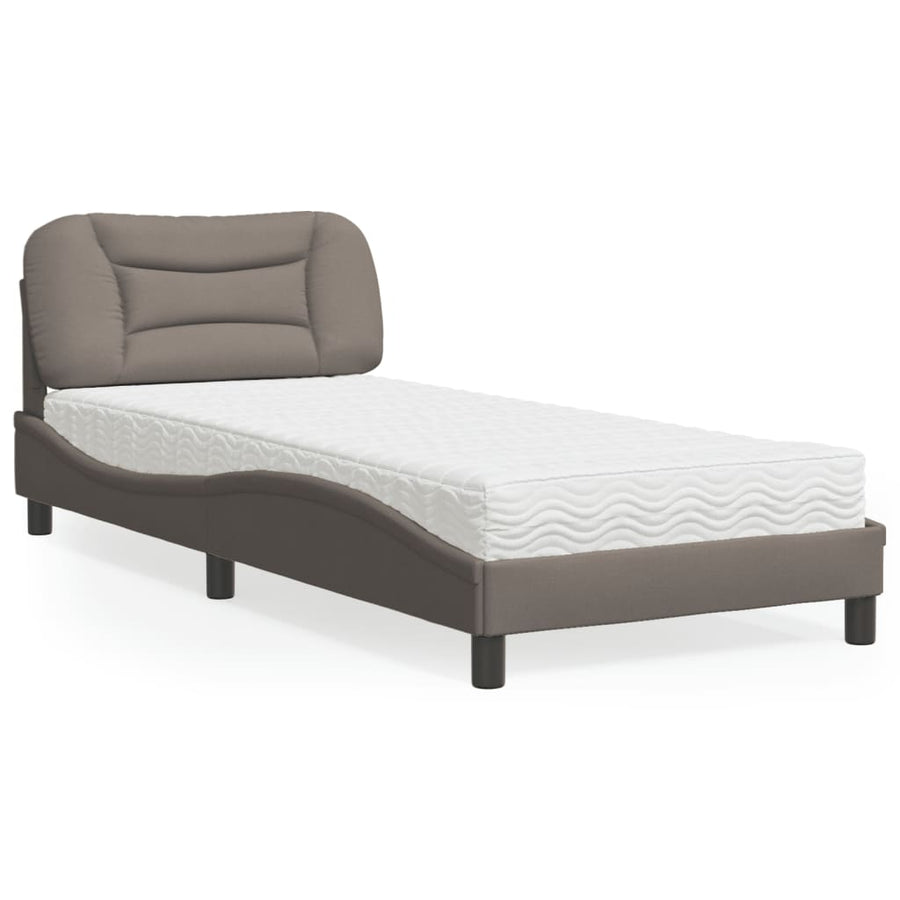 Bed Met Matras "Hvar" Stof 90 x 190 cm Taupe