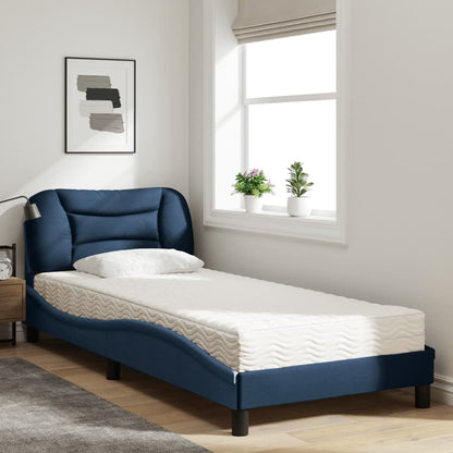 Bed met matras "Hvar" stof blauw 90x190 cm