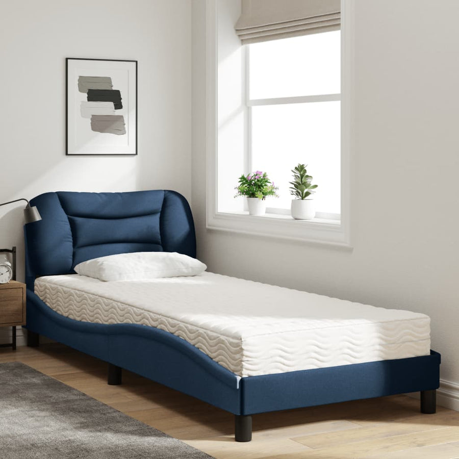 Bed met matras "Hvar" stof blauw 90x190 cm