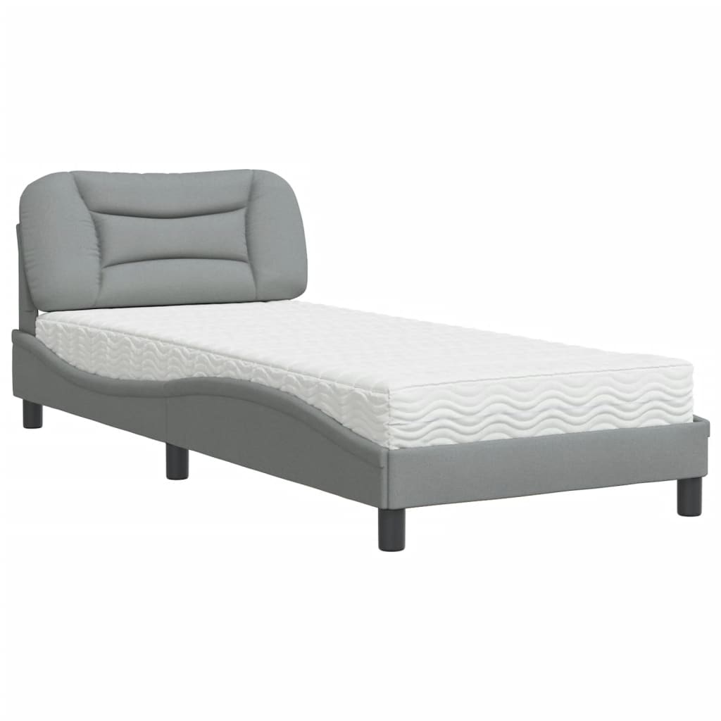 Bed met matras stof lichtgrijs 90x200 cm