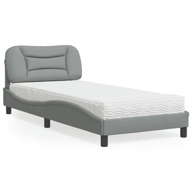 Bed met matras stof lichtgrijs 90x200 cm