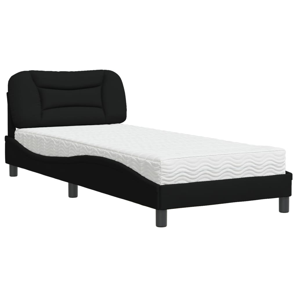 Bed met matras stof zwart 90x200 cm