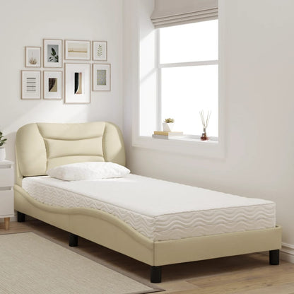 Bed met matras stof crèmekleurig 90x200 cm