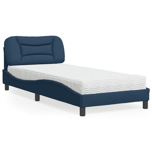 Bed met matras stof blauw 90x200 cm