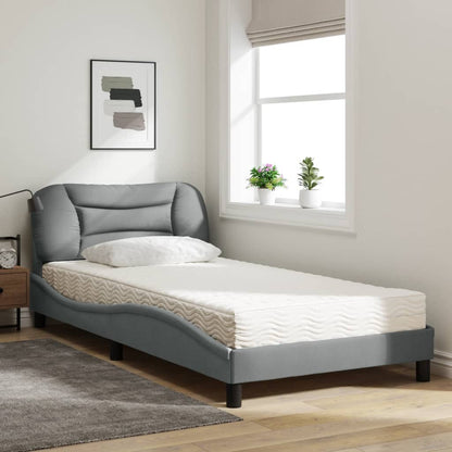 Bed met matras stof lichtgrijs 100x200 cm