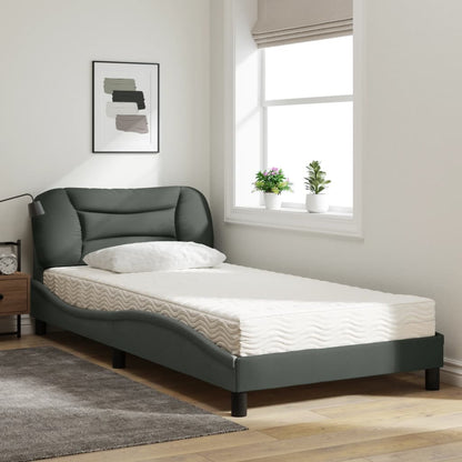 Bed met matras stof donkergrijs 100x200 cm