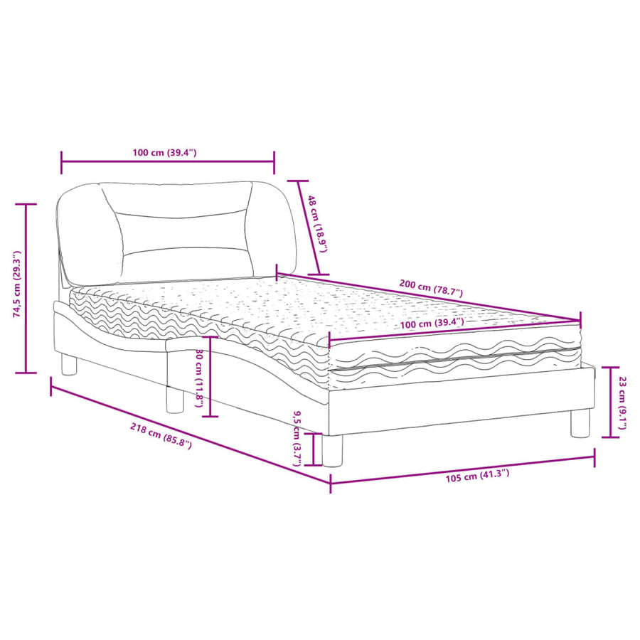 Bed met matras stof zwart 100x200 cm