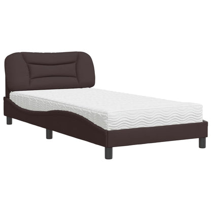 Bed met matras "Hvar" stof donkerbruin 100x200 cm