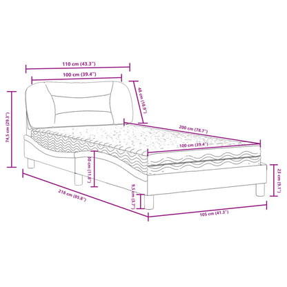 Bed met matras "Hvar" stof donkerbruin 100x200 cm