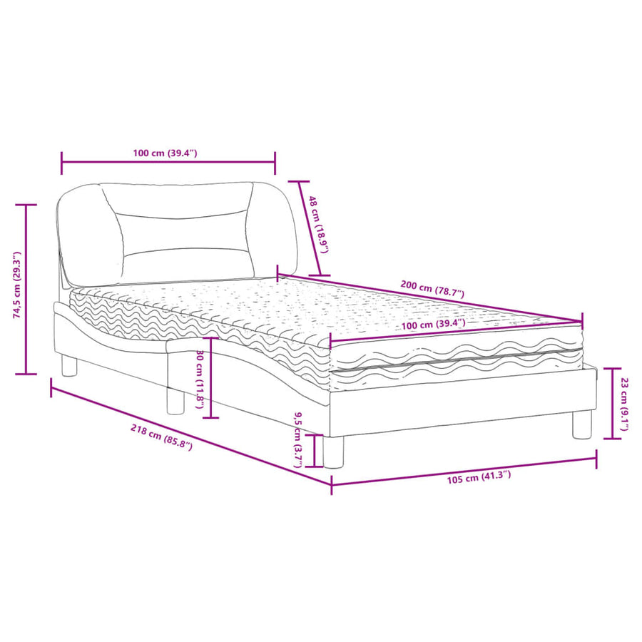 Bed met matras stof taupe 100x200 cm