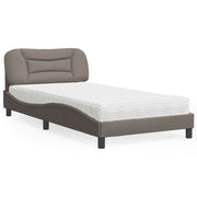 Bed met matras 100x200 cm stof taupe