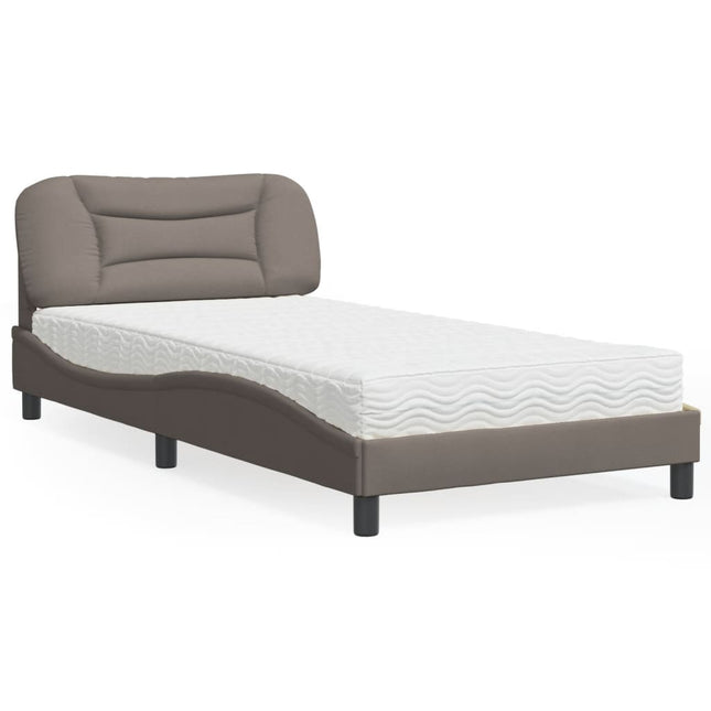 Bed met matras stof taupe 100x200 cm